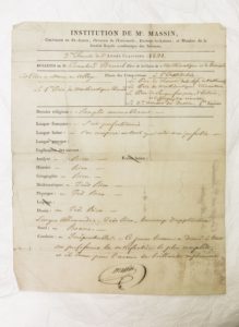 Isambard Kingdom Brunel's school report from 1821