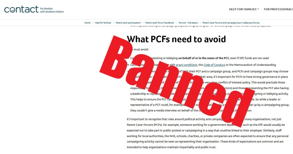 Contact Bans Parent Carer Forum Members Campaigning