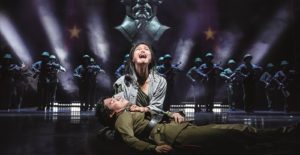 MISS SAIGON. Sooha Kim 'Kim' and Gerald Santos 'Thuy'. Photo Johan Persson