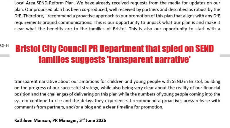 PR comments Bristol City Council SEND Reform Kathleen Manson