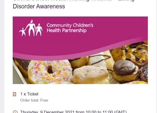 Eating Disorder parent support advertised with plate of cakes